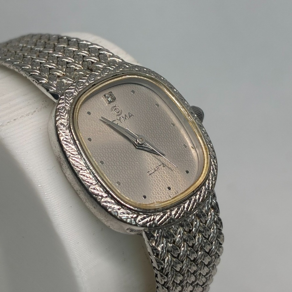 Vintage CYMA Le Locle 795 Ladies Watch Swiss Quartz Silver Tone- Working!